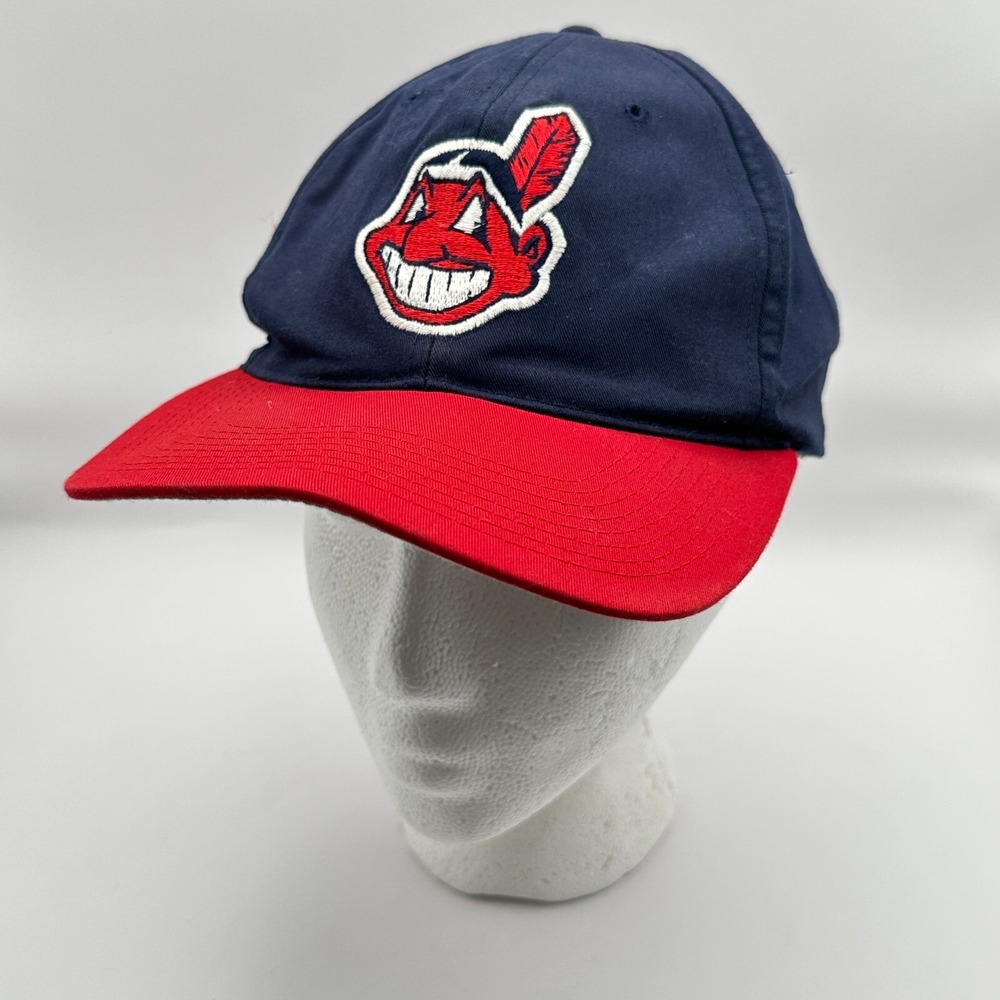 Cleveland Indians Baseball Hat Chief Wahoo One Size Blue Red MLB Sports Retro‎